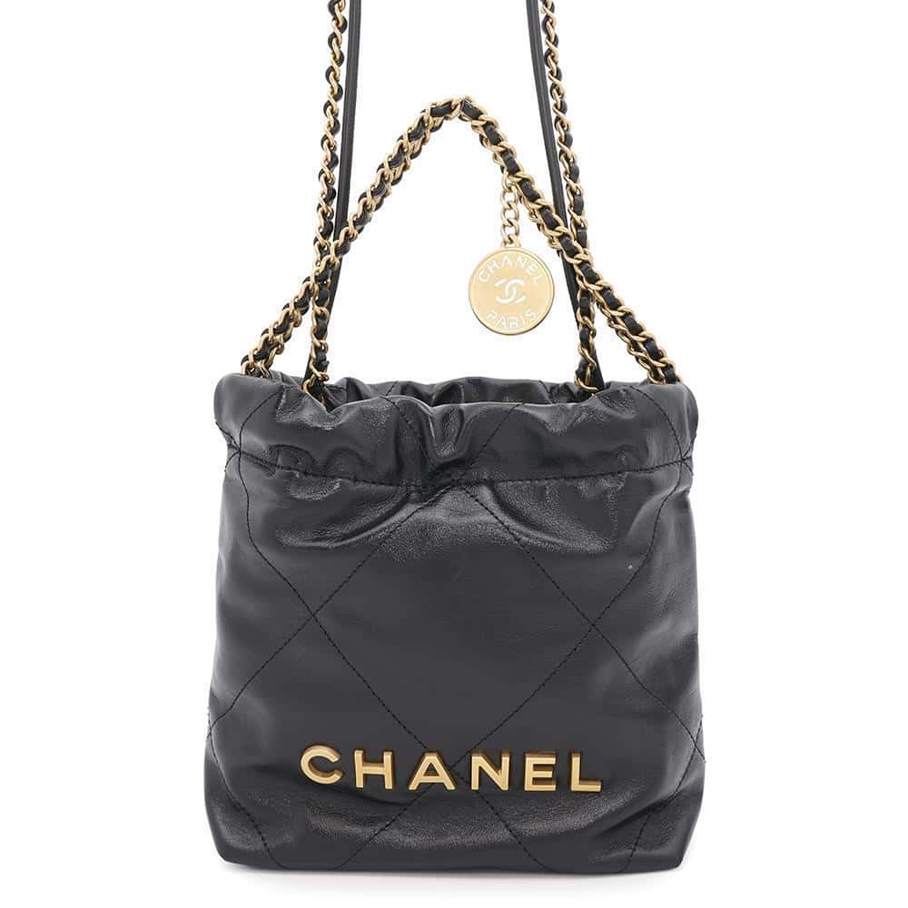 CHANEL CHANEL22 ChainShoulder Bag BlackAS3980 Leather Size Mini