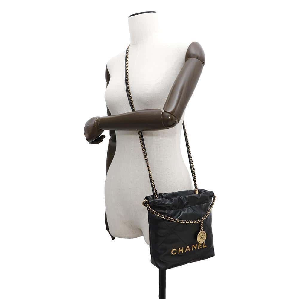 CHANEL CHANEL22 ChainShoulder Bag BlackAS3980 Leather Size Mini