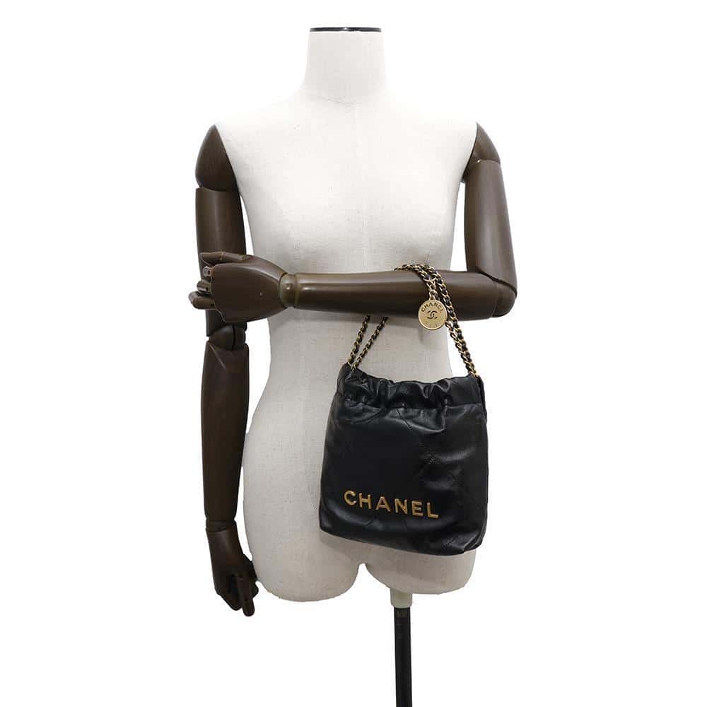 CHANEL CHANEL22 ChainShoulder Bag BlackAS3980 Leather Size Mini