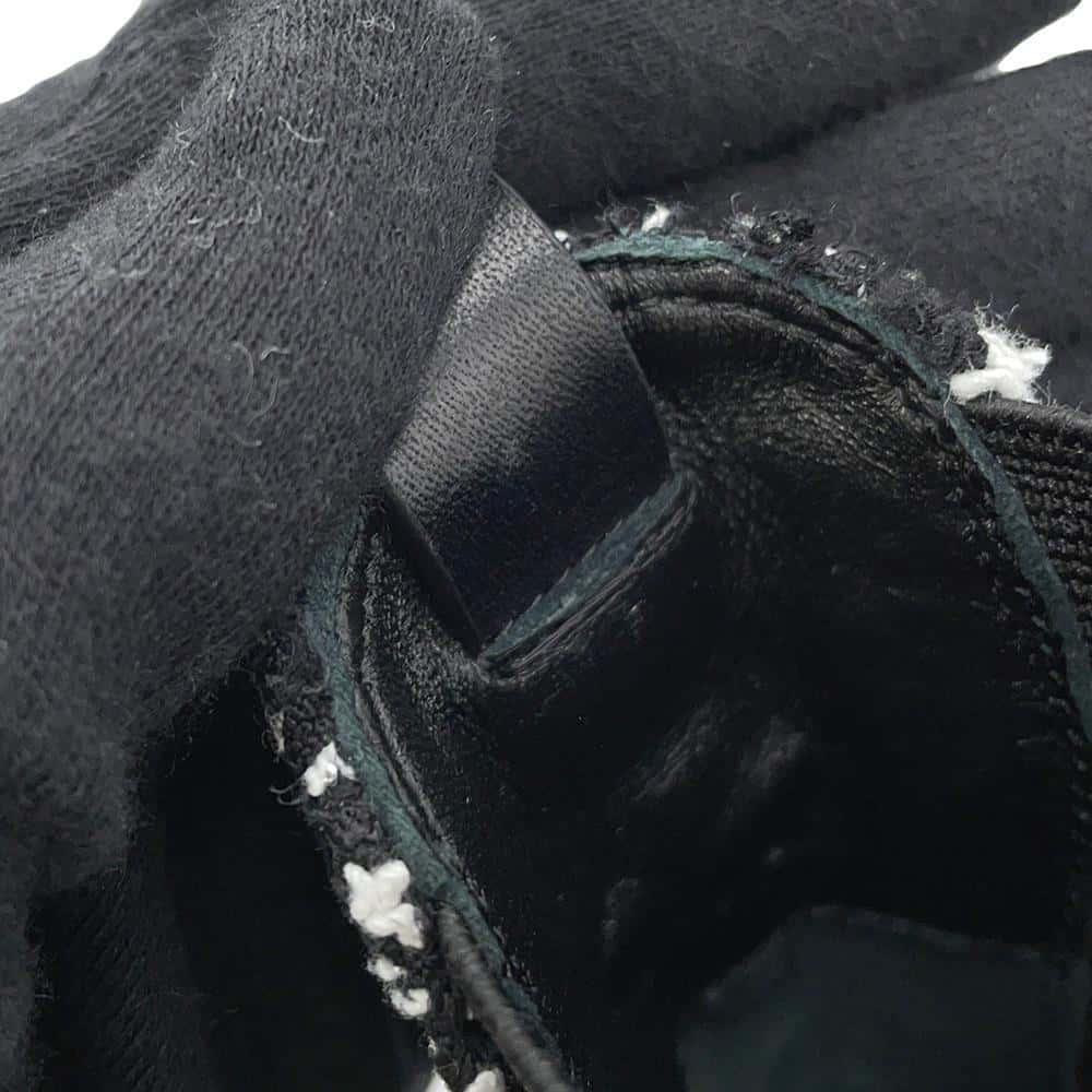 CHANEL Side gore short boots Black/WhiteG45087 Leather Tweed Patent Leather Size 36 1/2