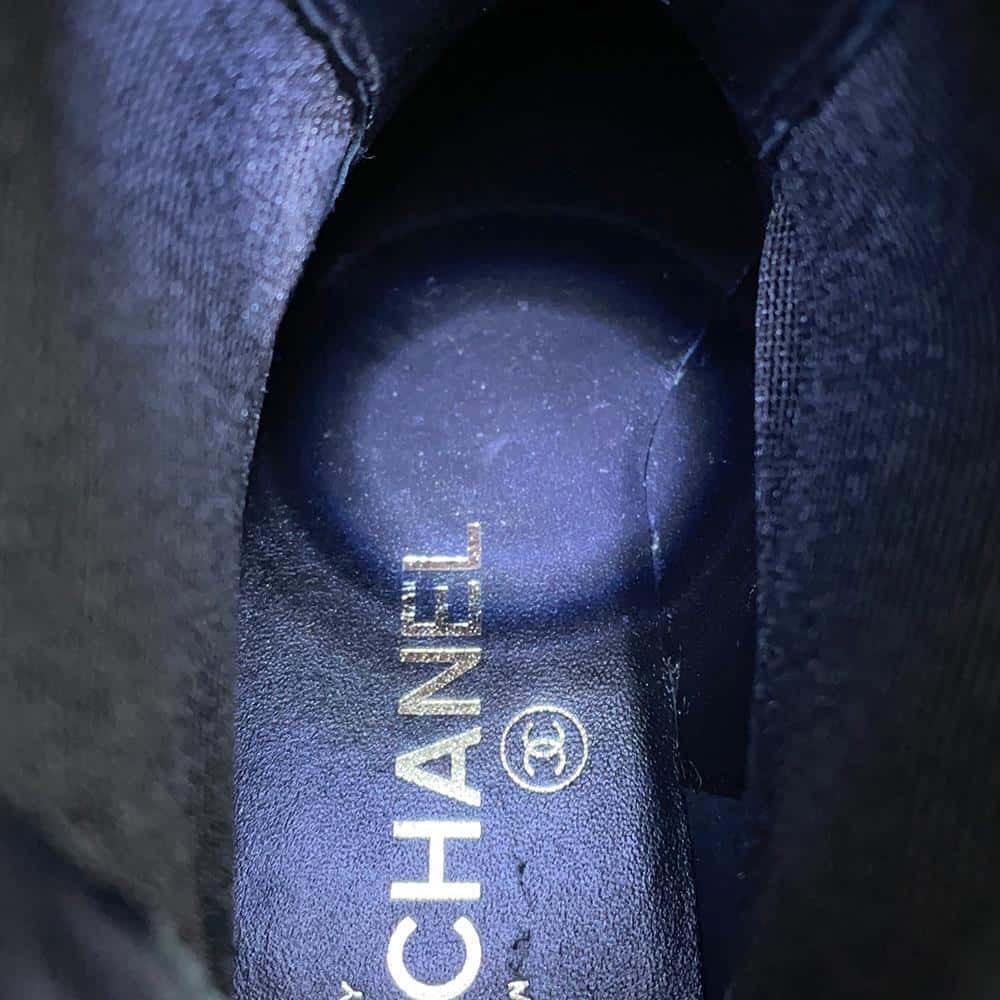 CHANEL Side gore short boots Black/WhiteG45087 Leather Tweed Patent Leather Size 36 1/2