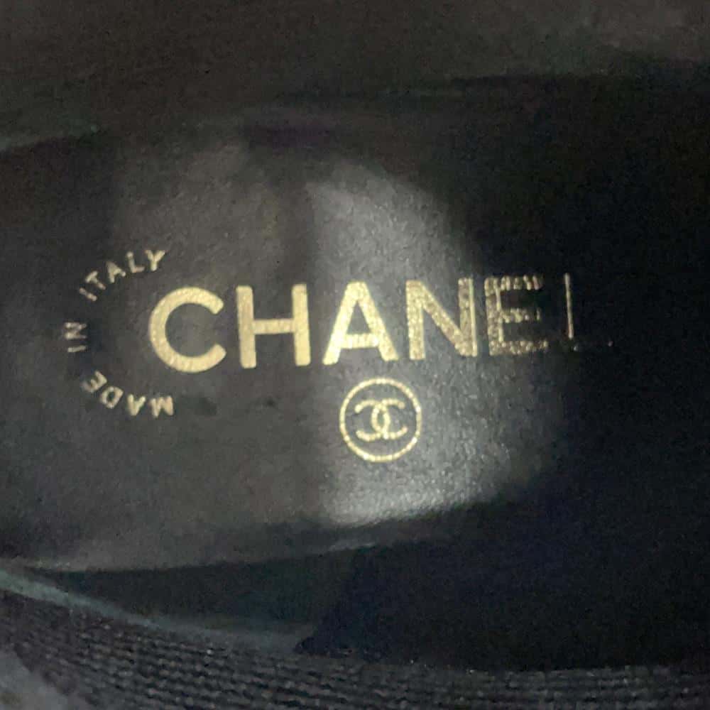CHANEL Side gore short boots Black/WhiteG45087 Leather Tweed Patent Leather Size 36 1/2