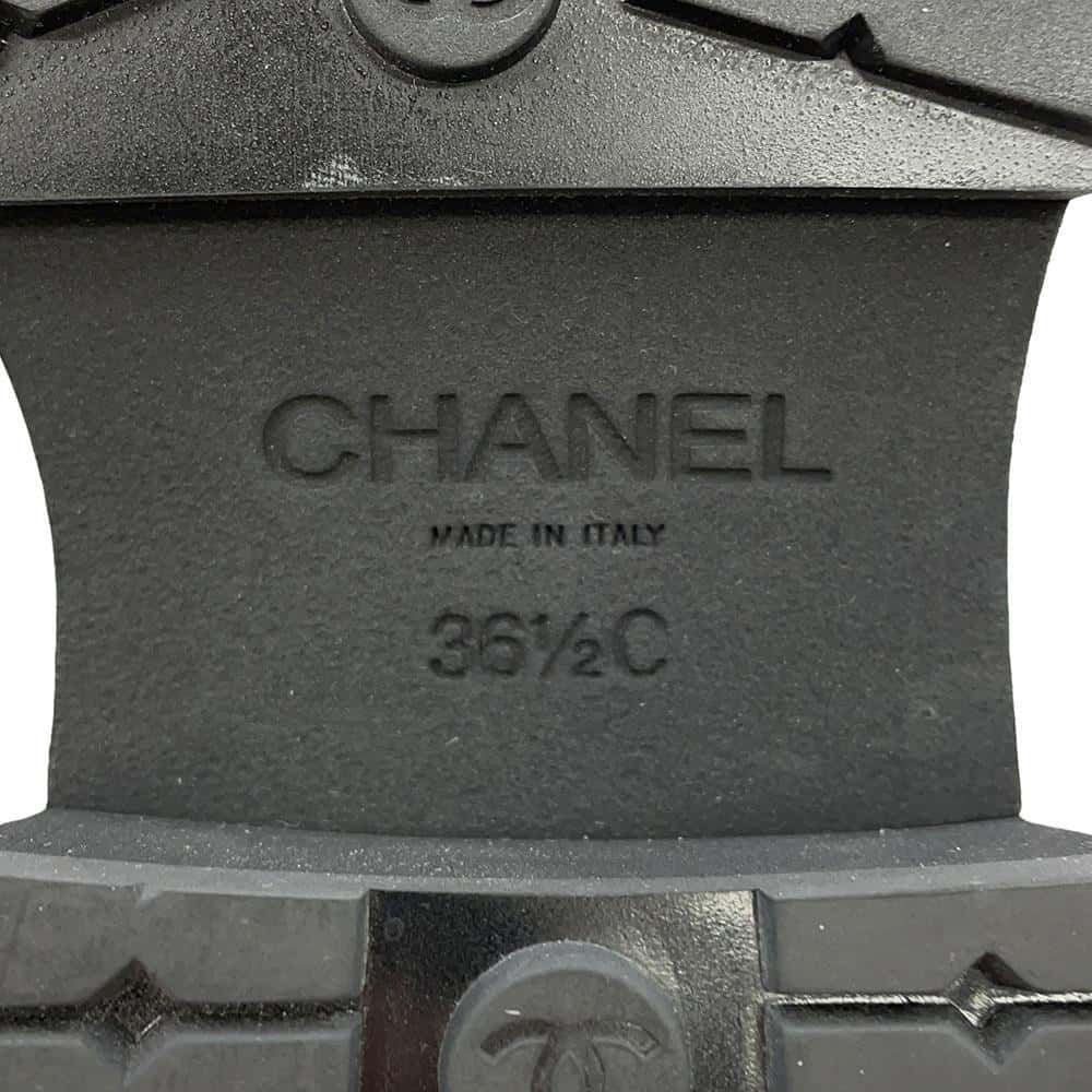 CHANEL Side gore short boots Black/WhiteG45087 Leather Tweed Patent Leather Size 36 1/2