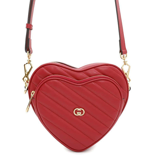 GUCCI Interlocking G Heart Shape Shoulder Bag Red751628 Leather