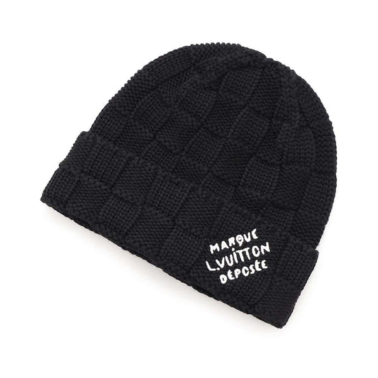 LOUIS VUITTON Beanie Damier Heritage Snug Size S BlackM92739 Wool 100%