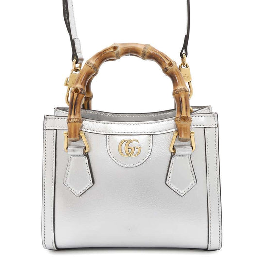 GUCCI Bamboo Diana Shoulder Silver702732 Leather Size Mini