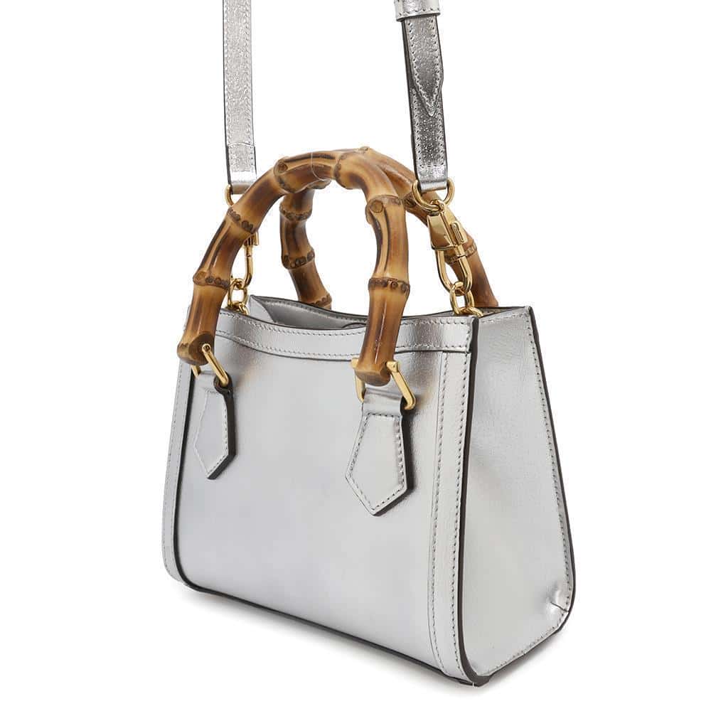 GUCCI Bamboo Diana Shoulder Silver702732 Leather Size Mini