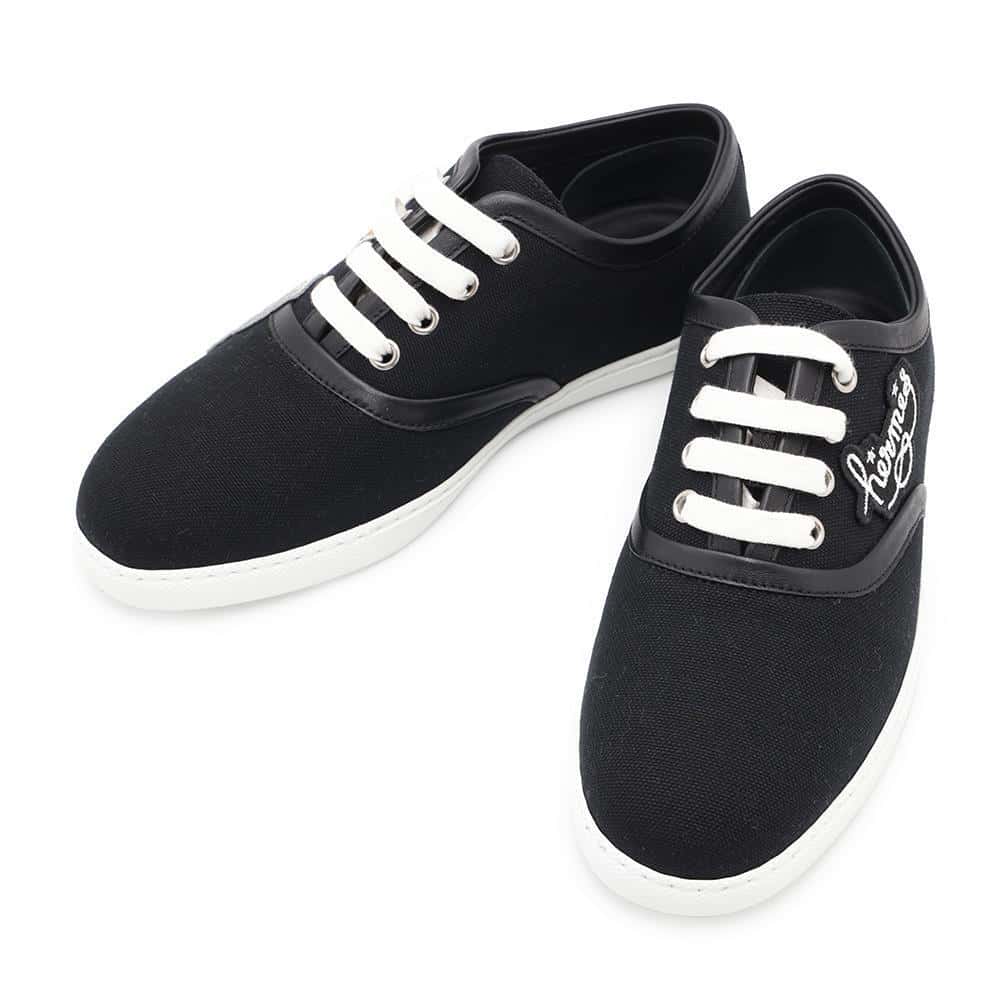 HERMES Innocent Sneakers Black Canvas Size 36.5