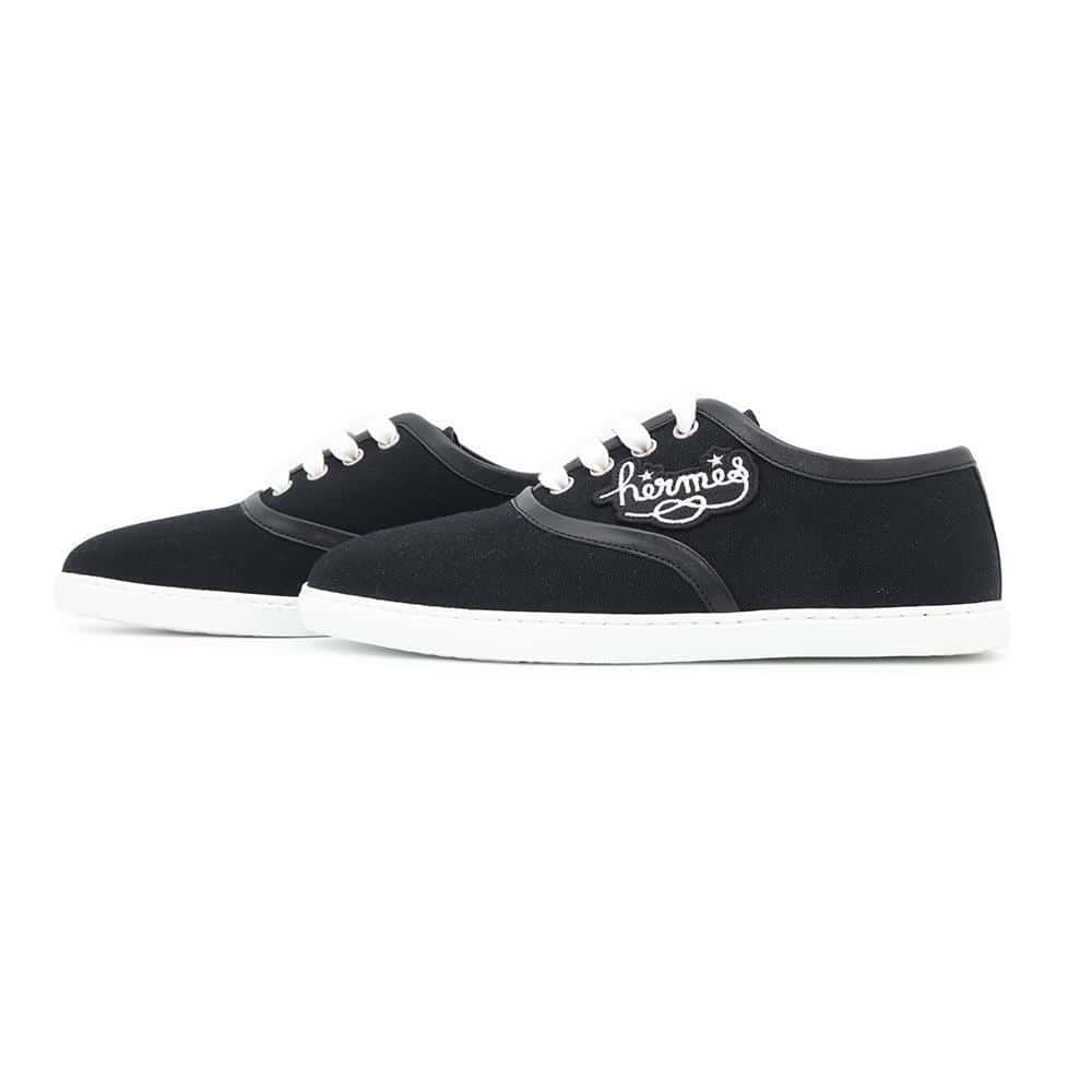 HERMES Innocent Sneakers Black Canvas Size 36.5