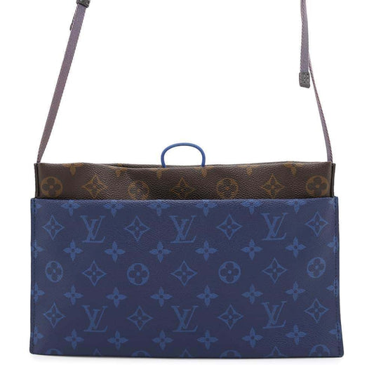 LOUIS VUITTON Split Sacoche Blue/BrownM43854 Monogram Pacific
