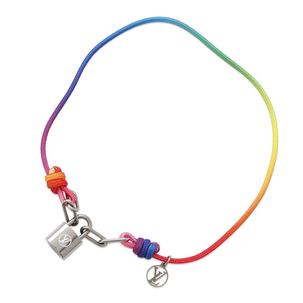 LOUIS VUITTON Bracelet Silver Lock It Virgil Abloh Righe Rainbow Righe RainbowQ05269 Titanium