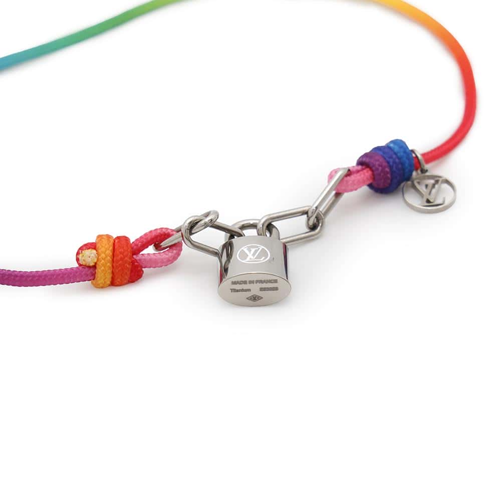 LOUIS VUITTON Bracelet Silver Lock It Virgil Abloh Righe Rainbow Righe RainbowQ05269 Titanium