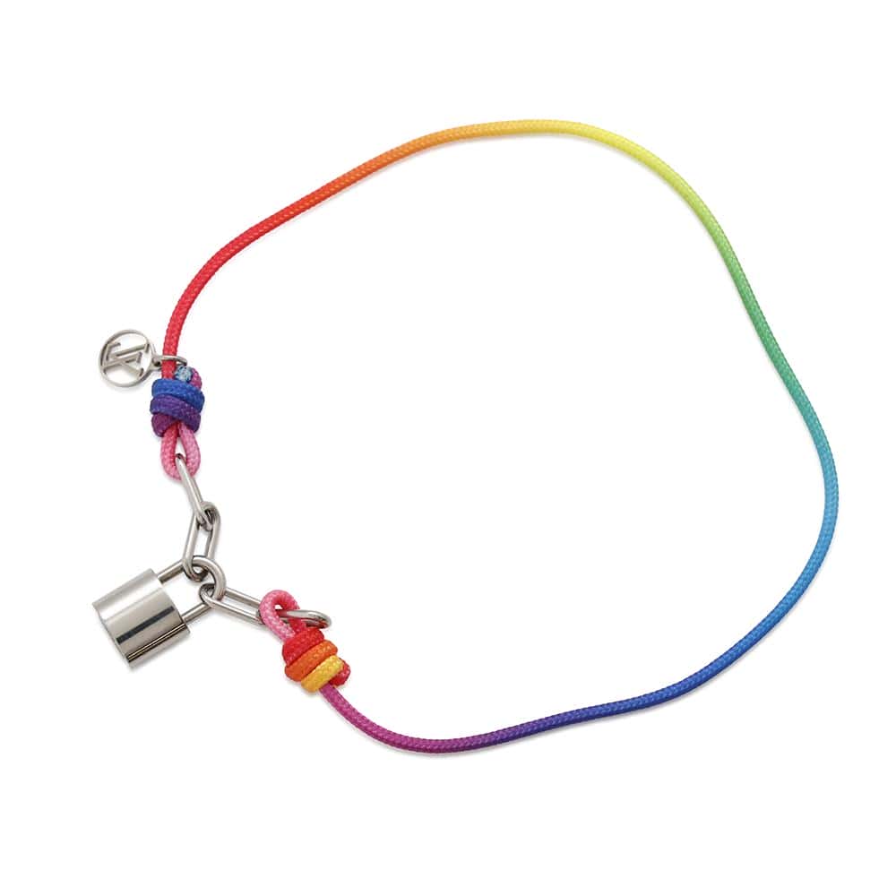 LOUIS VUITTON Bracelet Silver Lock It Virgil Abloh Righe Rainbow Righe RainbowQ05269 Titanium