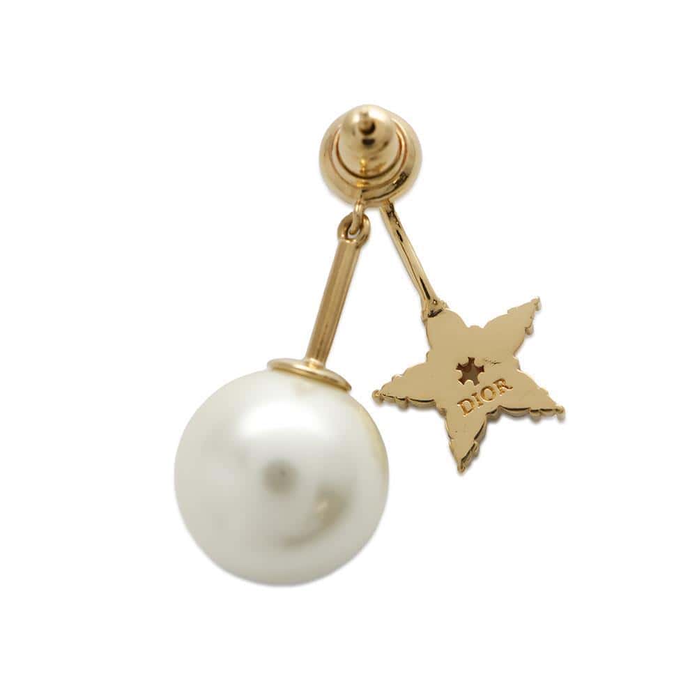 Dior Tribal earrings single Gold Metal Faux Pearl  Rhinestone