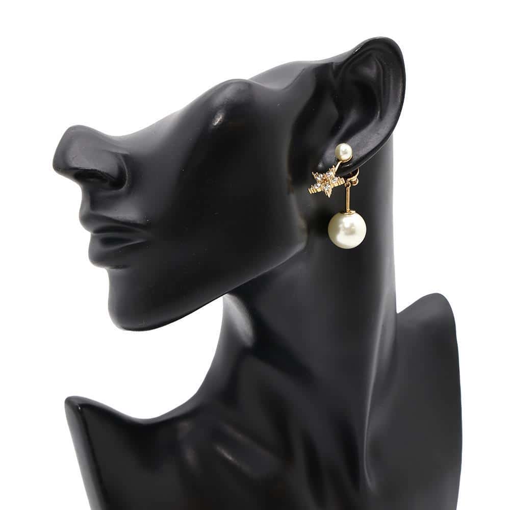 Dior Tribal earrings single Gold Metal Faux Pearl  Rhinestone