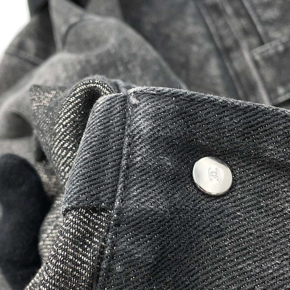CHANEL COCO Button Denim Jacket Size 36 BlackP74033 Cotton 70% Viscose 18% Polyester 12%