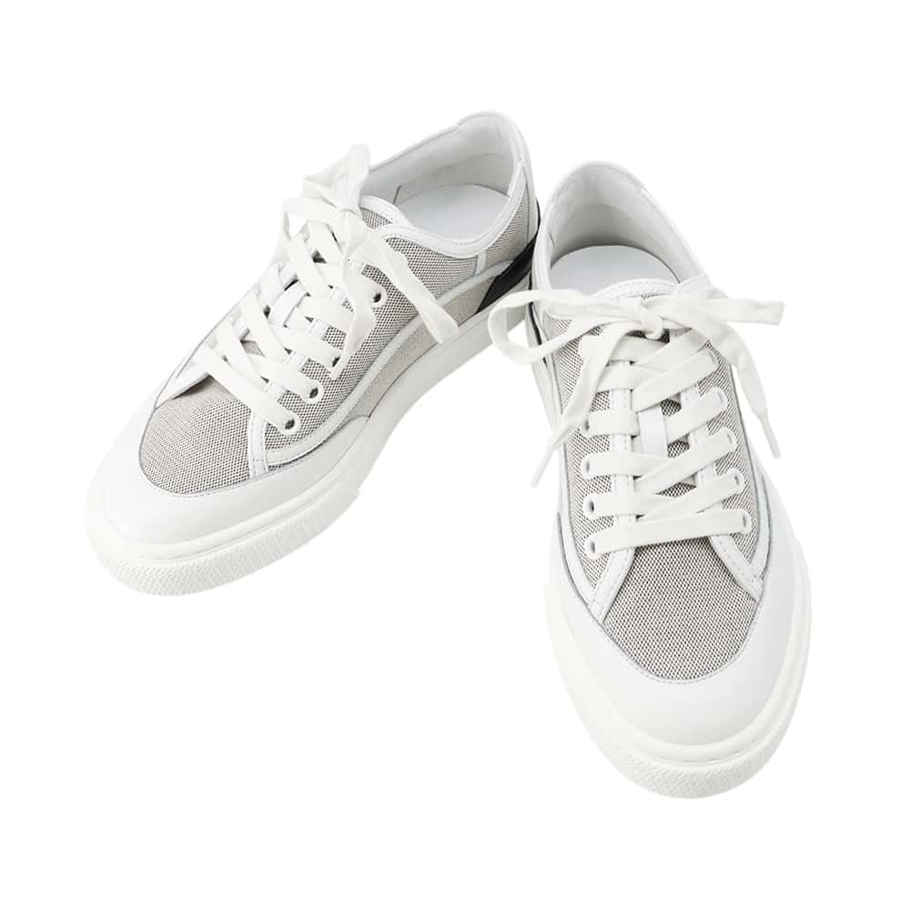 HERMES Sneakers 《Get》 PluNoir / WhiteH231724Z Toile H Leather Size 36