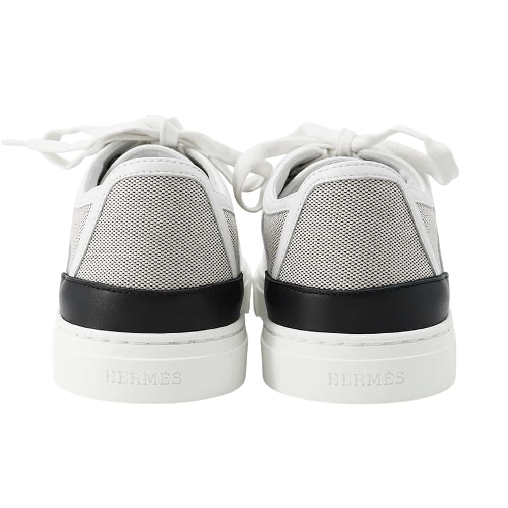 HERMES Sneakers 《Get》 PluNoir / WhiteH231724Z Toile H Leather Size 36