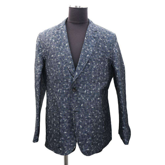 HERMES Biological print reversible jacket Size 54 Navy Polyester100%