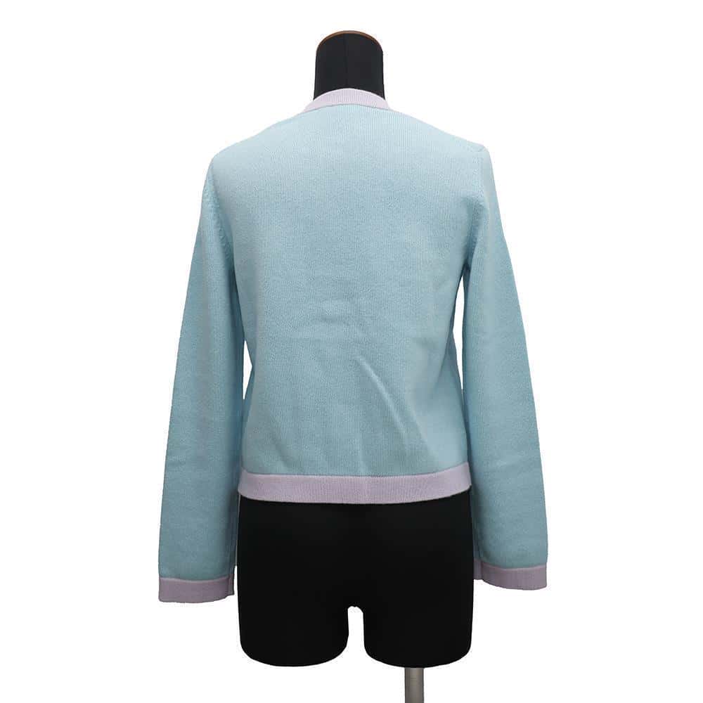CHANEL cardigan Size 34 Light Blue/PurpleP76463 Cashmere100% Rhinestone