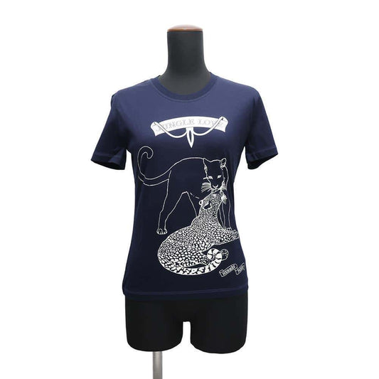 HERMES Jungle Love Cut and Sew Size 34 Navy/White Cotton100%