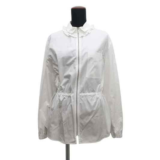 HERMES ruffle zip overshirt Size 36 WhiteH4H0638DV9036 Cotton100%