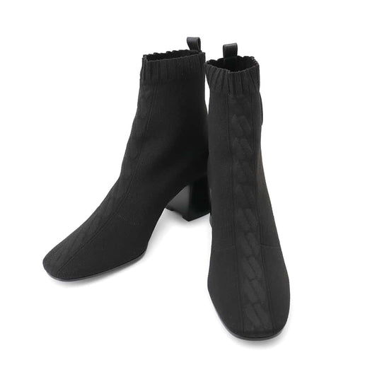 HERMES EncreBoots VolVert 60 Black Knit Leather Size 39