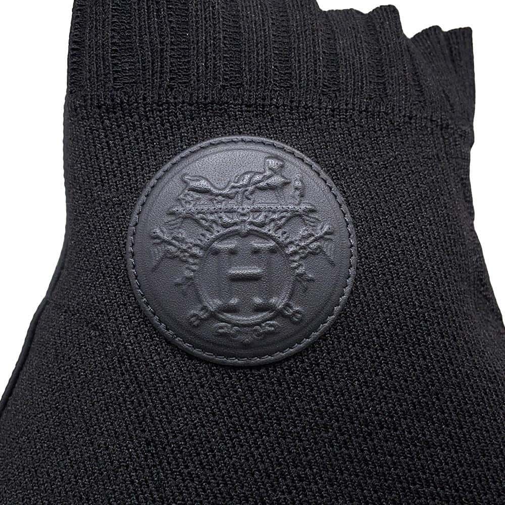 HERMES EncreBoots VolVert 60 Black Knit Leather Size 39