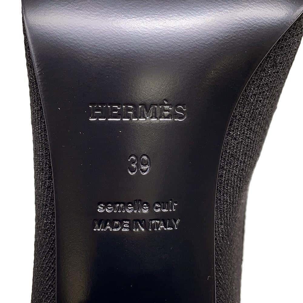HERMES EncreBoots VolVert 60 Black Knit Leather Size 39