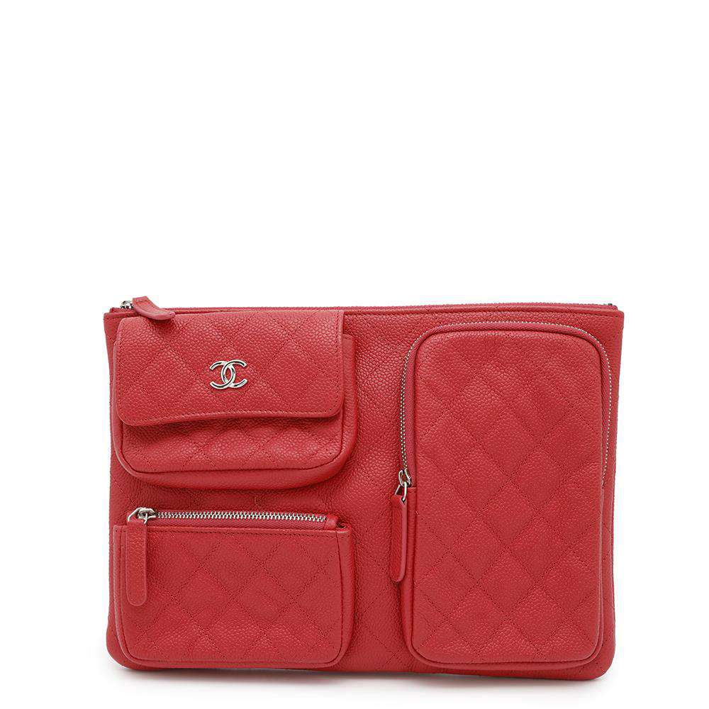 CHANEL Multi-pocket business bag Red Caviar Leather