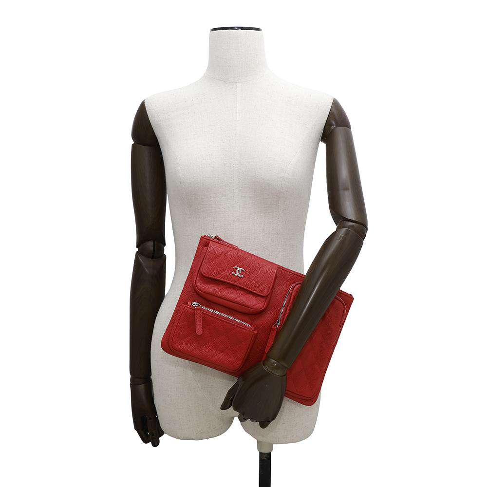 CHANEL Multi-pocket business bag Red Caviar Leather