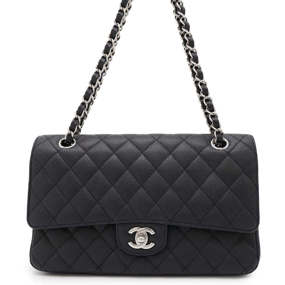 CHANEL Matelasse ChainShoulder Bag BlackA01112 Caviar Leather Size 25