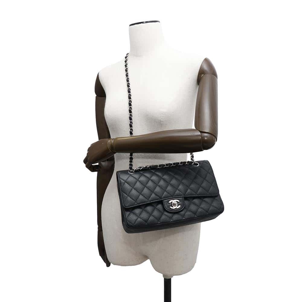 CHANEL Matelasse ChainShoulder Bag BlackA01112 Caviar Leather Size 25