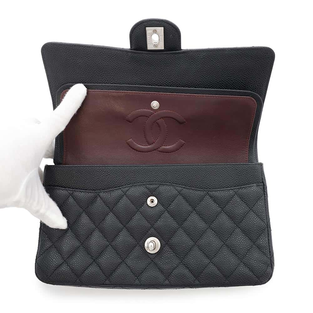 CHANEL Matelasse ChainShoulder Bag BlackA01112 Caviar Leather Size 25