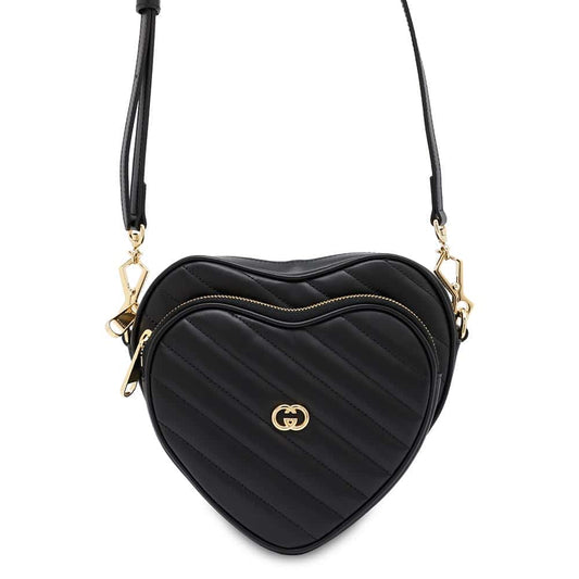 GUCCI Interlocking G Heart Shoulder Bag Black751628 Leather