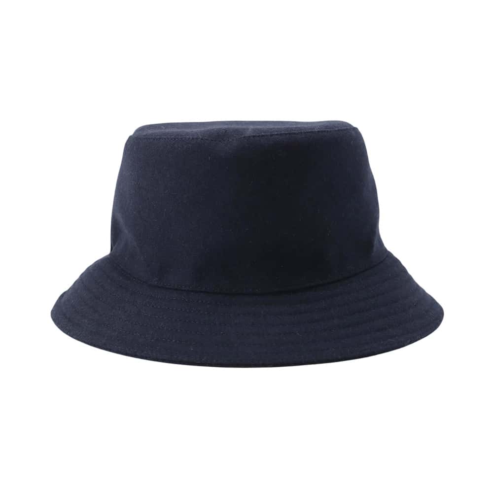 HERMES Philip Bucket Hat Size 58 Navy/Black Wool 100% Leather