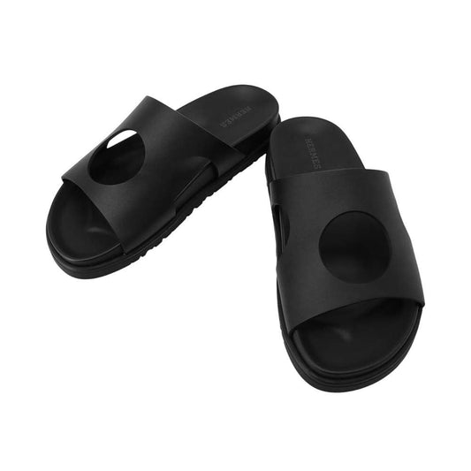 HERMES Edit Sandals Black Leather Rubber Size 37