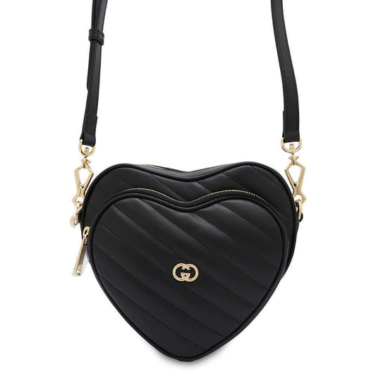 GUCCI Interlocking G Heart Shoulder Bag Black751628 Leather