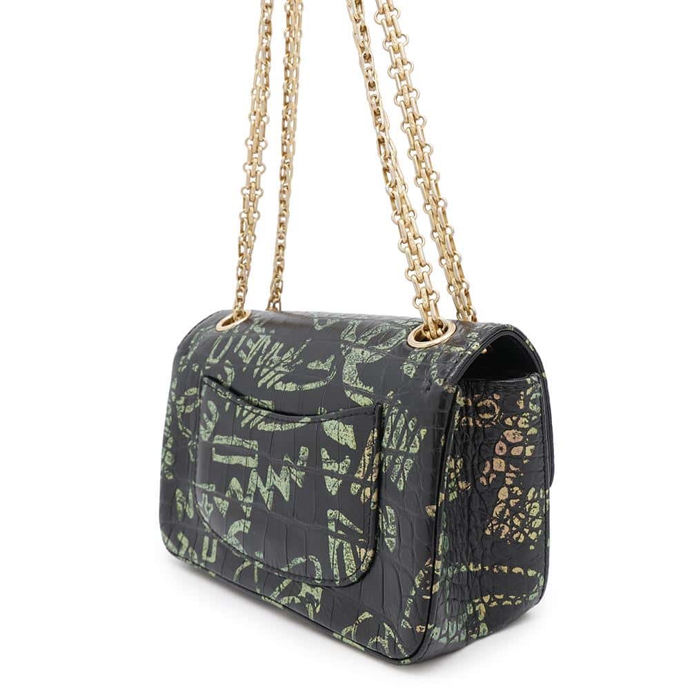 CHANEL 2.55 ChainShoulder Bag BlackAS0874 Embossed Leather