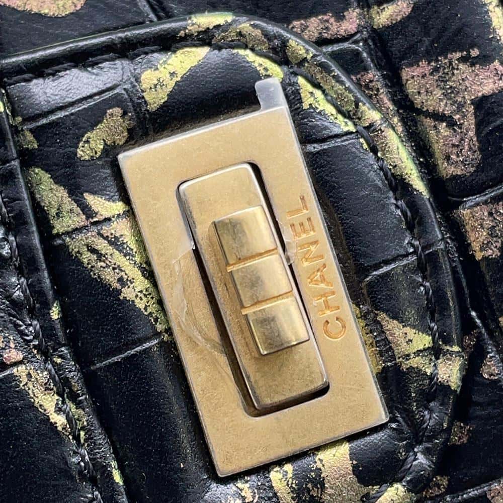 CHANEL 2.55 ChainShoulder Bag BlackAS0874 Embossed Leather