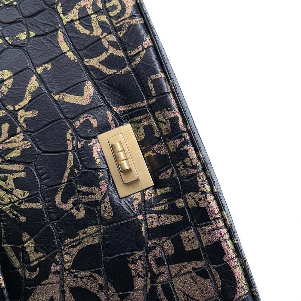 CHANEL 2.55 ChainShoulder Bag BlackAS0874 Embossed Leather