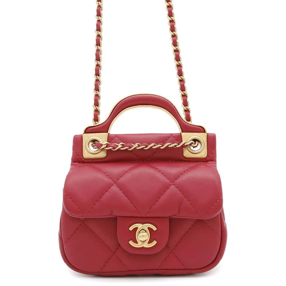 CHANEL Matelasse ChainClutch Bag RedAP2271 Lambskin