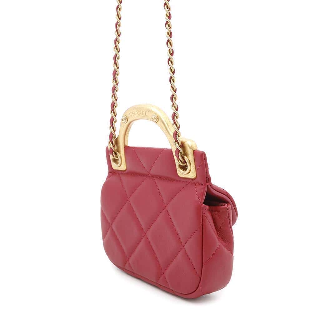 CHANEL Matelasse ChainClutch Bag RedAP2271 Lambskin