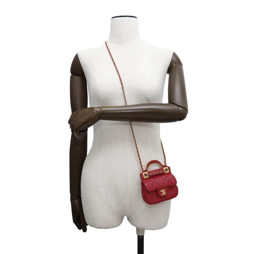 CHANEL Matelasse ChainClutch Bag RedAP2271 Lambskin