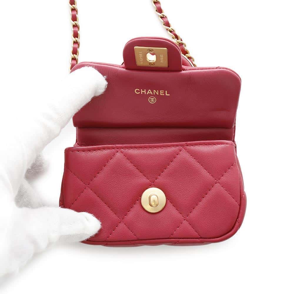 CHANEL Matelasse ChainClutch Bag RedAP2271 Lambskin