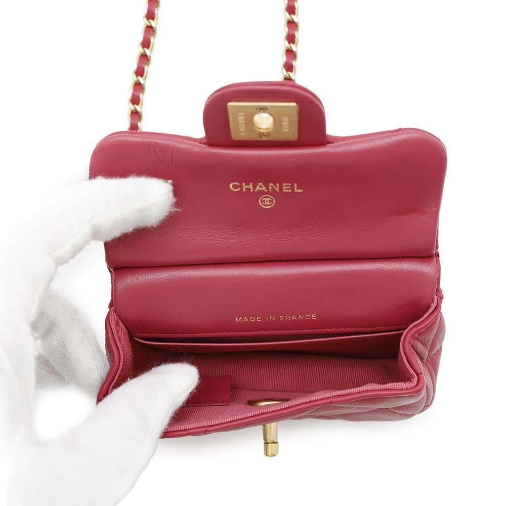 CHANEL Matelasse ChainClutch Bag RedAP2271 Lambskin