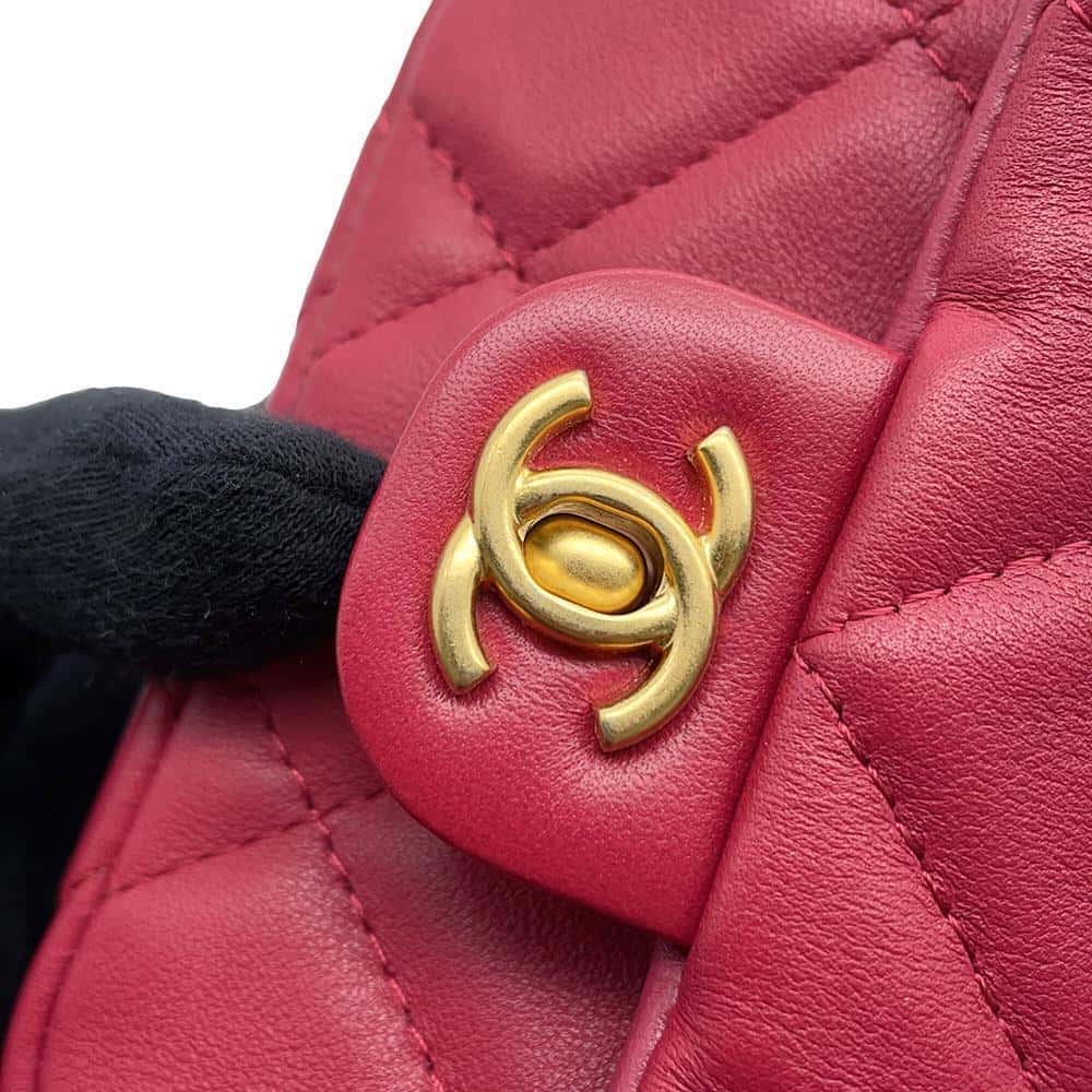 CHANEL Matelasse ChainClutch Bag RedAP2271 Lambskin