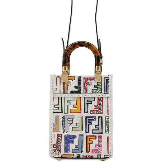 FENDI Sunshine 2wayShoulder White/Multicolor8BS051 Leather Size Small