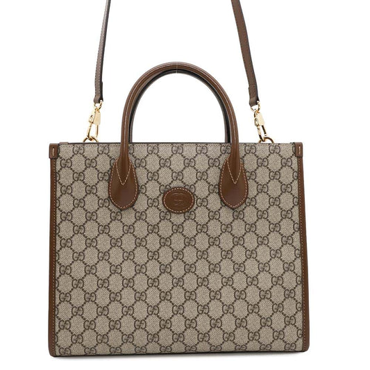 GUCCI GG Supreme 2way tote Beige/Brown735396 PVC Leather