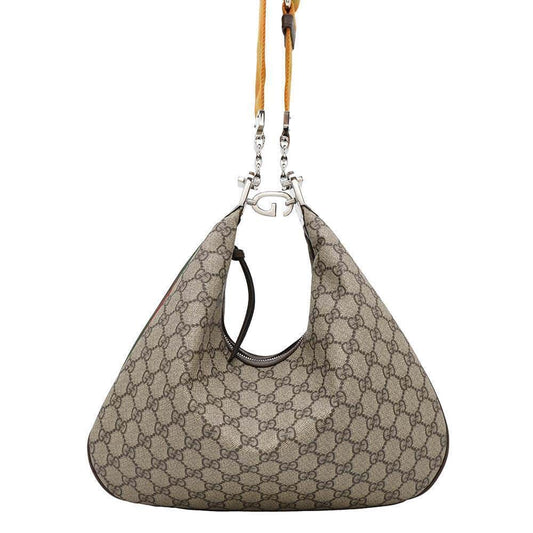 GUCCI GG Supreme Attaché Shoulder Bag Beige/Brown702823 PVC Leather Size Medium